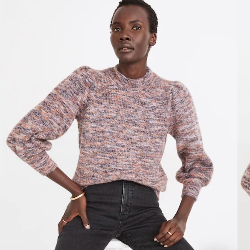 Madewell Space-Dyed‎ Eaton Puff-Sleeve Pullover Sweater. Size XL